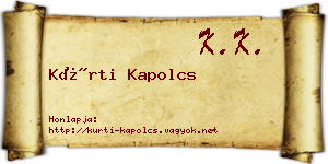 Kürti Kapolcs névjegykártya